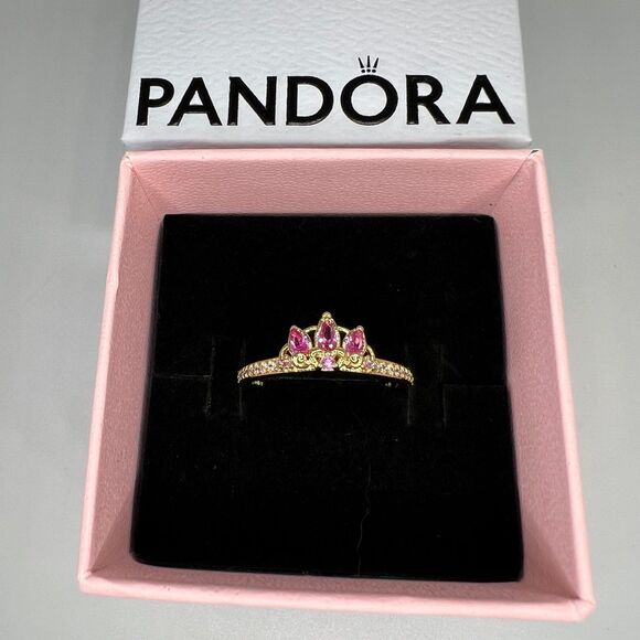 Pandora Disney Princess Rapunzel Tiara Ring Size 6 - Picture 8 of 8
